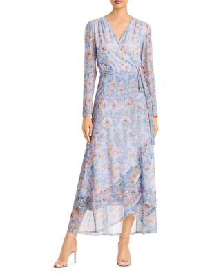 Laundry by Shelli Segal Floral Mesh Wrap Dress | Bloomingdale's